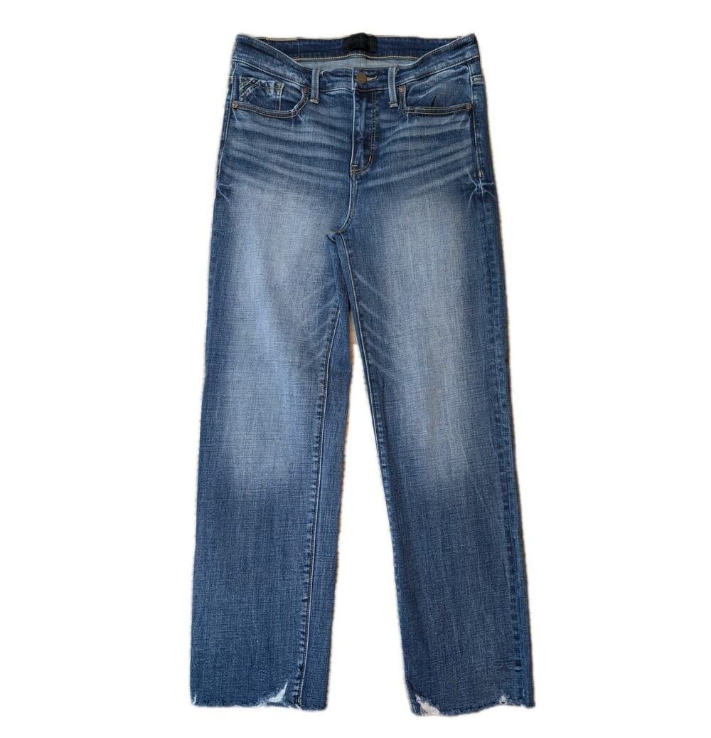 BKE Black High Rise Cropped Jeans Raw Hem Distressed Denim Womens 27